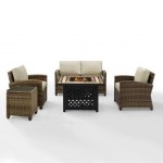 Bradenton 5Pc Outdoor Wicker Conversation Set W/Fire Table Sand, KO70162-SA