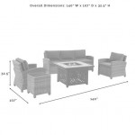 Bradenton 5Pc Outdoor Wicker Sofa Set W/Fire Table Gray