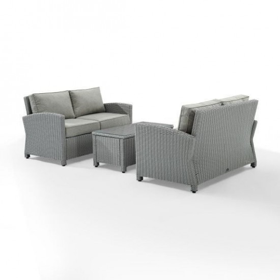 Bradenton 3Pc Outdoor Wicker Conversation Set (Coffee Table & 2 Loveseats)