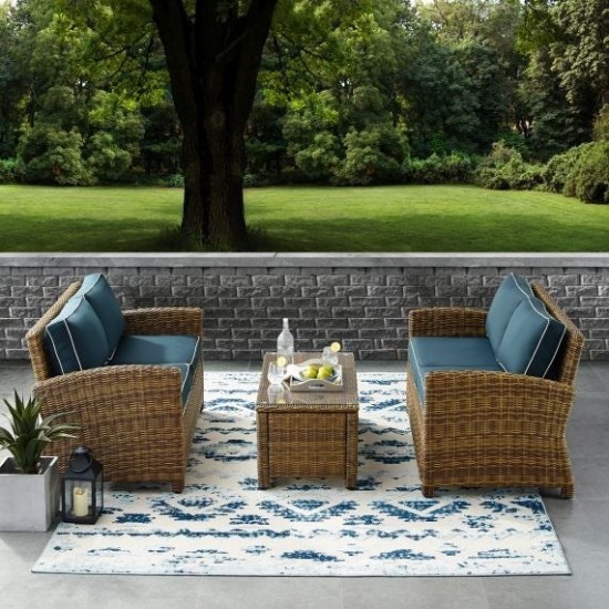 Bradenton 3Pc Outdoor Wicker Conversation Set- Coffee Table, 2 Loveseats