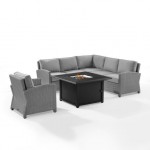 Bradenton 5Pc Wicker Sectional Set W/ Fire Table Gray