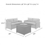 Bradenton 3Pc Wicker Loveseat Set W/Fire Table- Dante Fire Table & 2 Loveseats