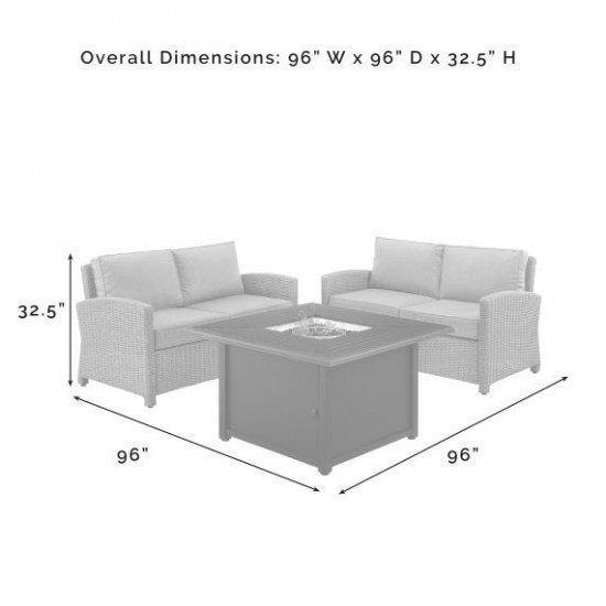 Bradenton 3Pc Wicker Loveseat Set W/Fire Table- Dante Fire Table & 2 Loveseats