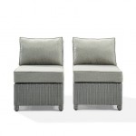 Bradenton 2Pc Outdoor Wicker Chair Set Gray/Gray - 2 Armless Chairs