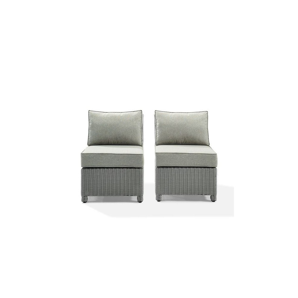 Bradenton 2Pc Outdoor Wicker Chair Set Gray/Gray - 2 Armless Chairs