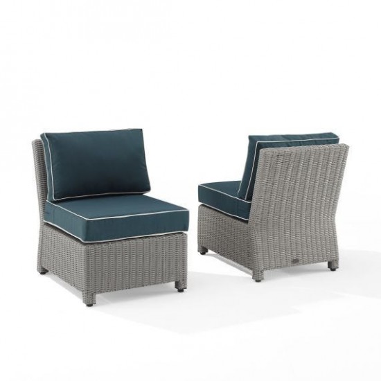 Bradenton 2Pc Outdoor Wicker Chair Set Navy/Gray - 2 Armless Chairs