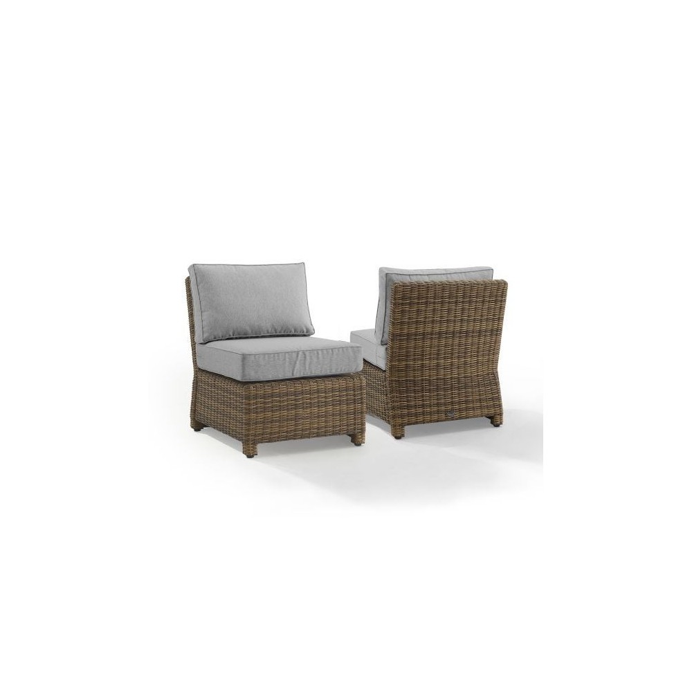Bradenton 2Pc Outdoor Wicker Chair Set Gray/Weathered Brown - 2 Armless Chairs Bradenton 2Pc Outdoor Wicker Chair Set Gray/Weathered Brown - 2 Armless Chairs