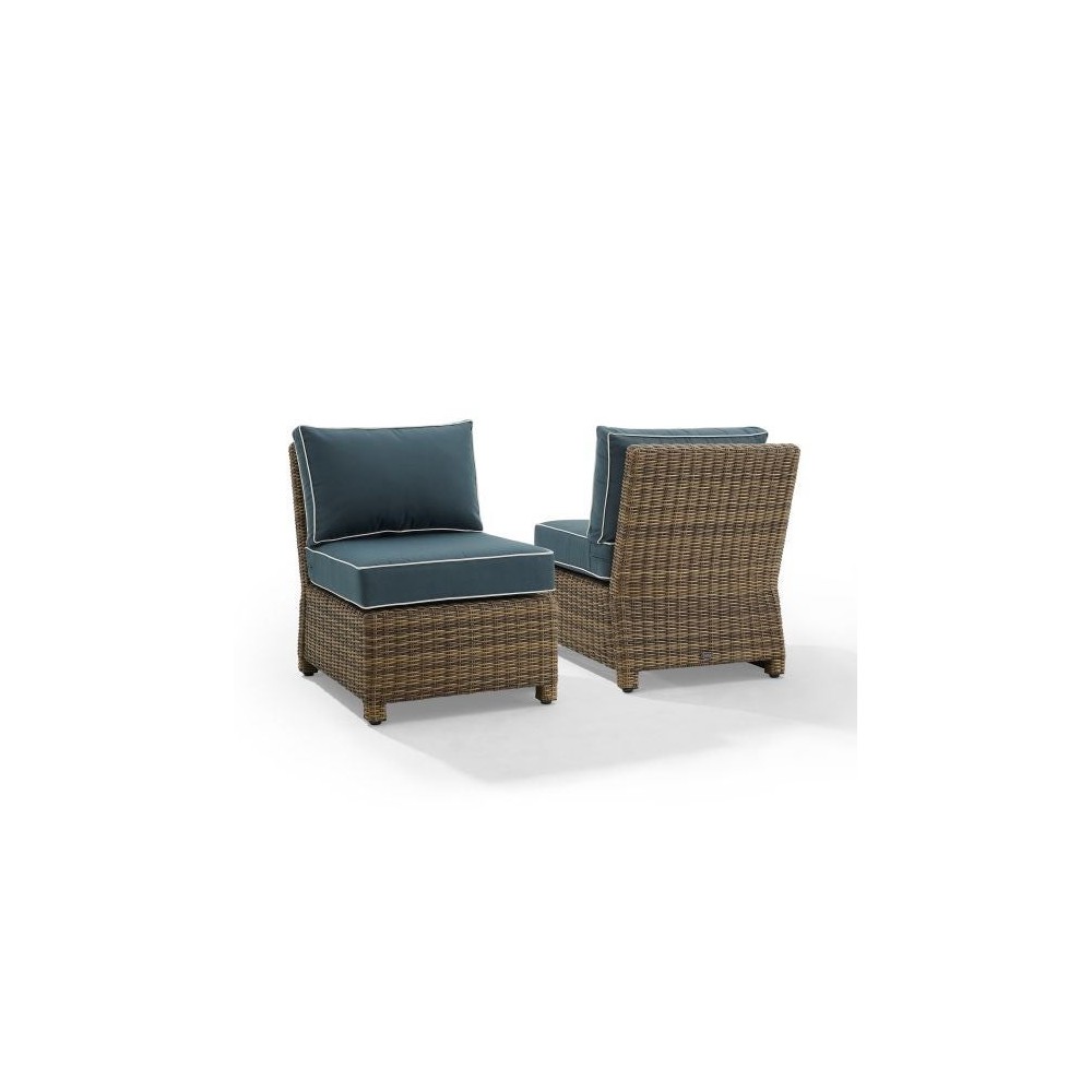 Bradenton 2Pc Outdoor Wicker Chair Set Navy/Weathered Brown - 2 Armless Chairs Bradenton 2Pc Outdoor Wicker Chair Set Navy/Weathered Brown - 2 Armless Chairs