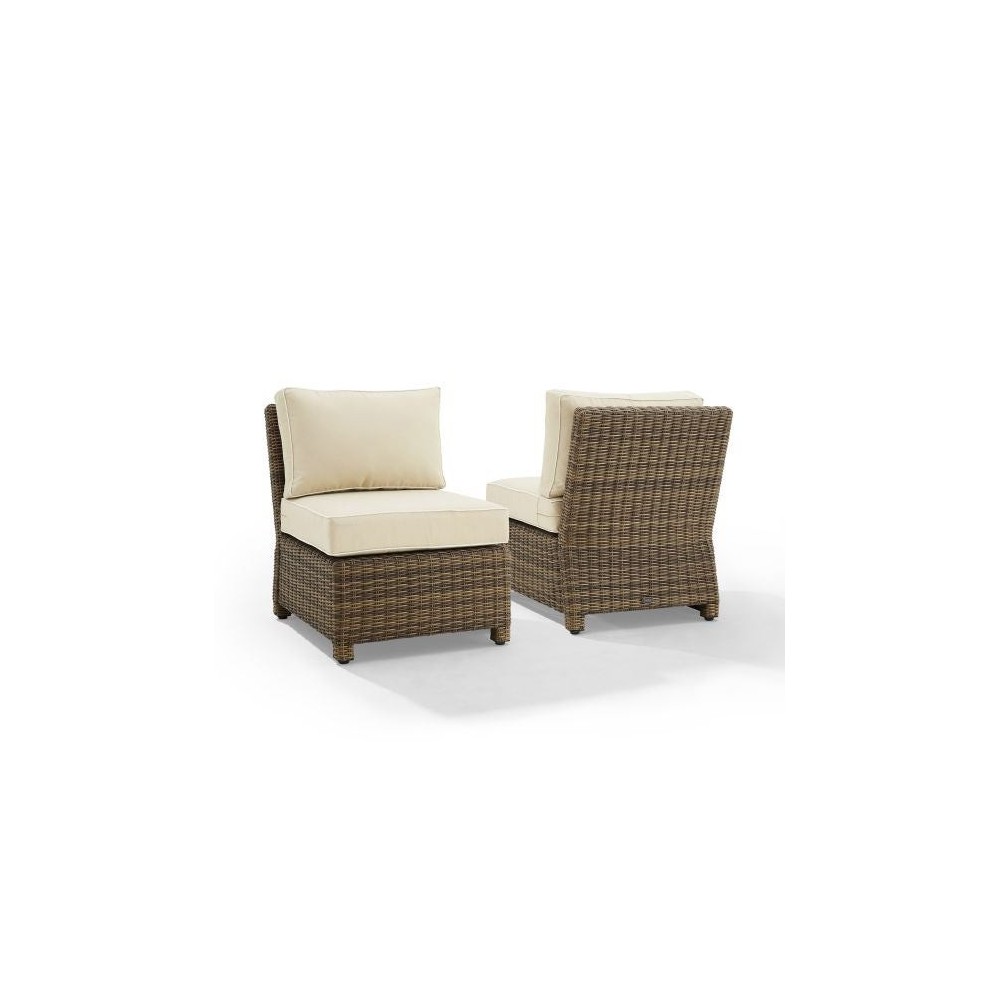 Bradenton 2Pc Outdoor Wicker Chair Set Sand/Weathered Brown - 2 Armless Chairs
