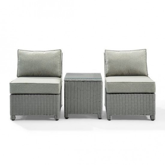 Bradenton 3Pc Outdoor Wicker Chair Set Gray/Gray