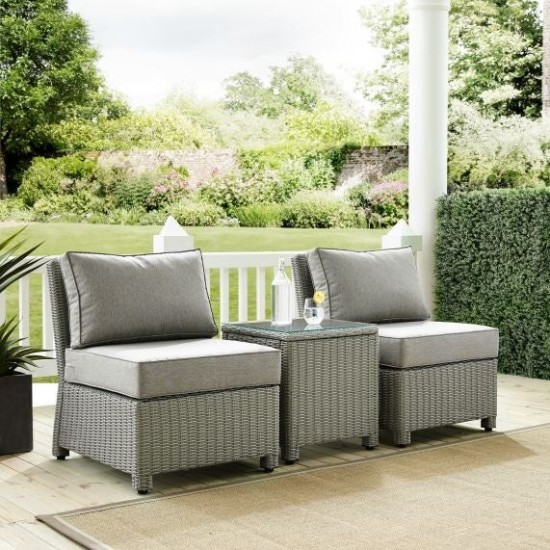 Bradenton 3Pc Outdoor Wicker Chair Set Gray/Gray