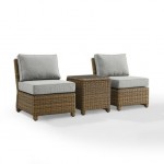 Bradenton 3Pc Outdoor Wicker Chair Set Gray/Weathered Brown