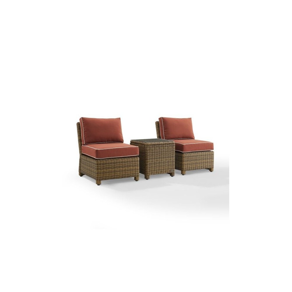 Bradenton 3Pc Outdoor Wicker Chair Set Sangria