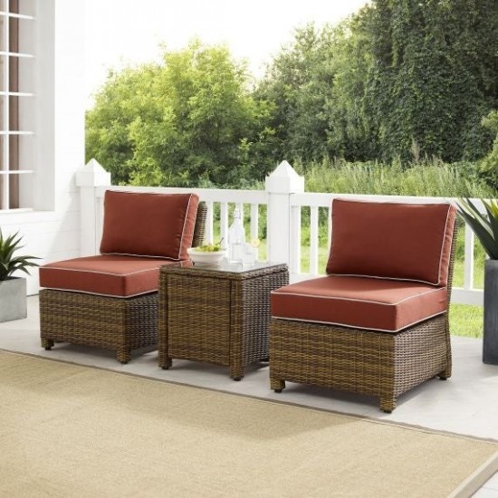 Bradenton 3Pc Outdoor Wicker Chair Set Sangria