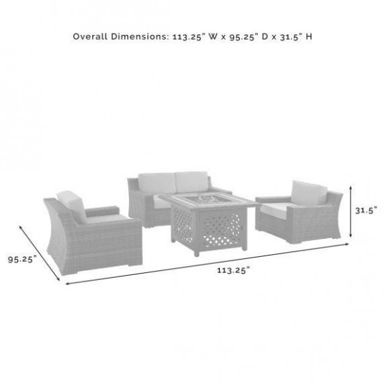 Beaufort 4Pc Outdoor Wicker Conversation Set W/Fire Table Mist