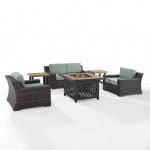 Beaufort 6Pc Outdoor Wicker Conversation Set W/Fire Table Mist