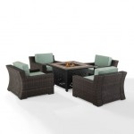 Beaufort 5Pc Outdoor Wicker Chair Set W/Fire Table Mist