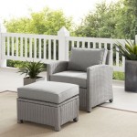 Bradenton 2Pc Outdoor Wicker Armchair Set Gray - Armchair & Ottoman