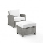 Bradenton 2Pc Outdoor Armchair Set - Sunbrella White/Gray - Armchair & Ottoman