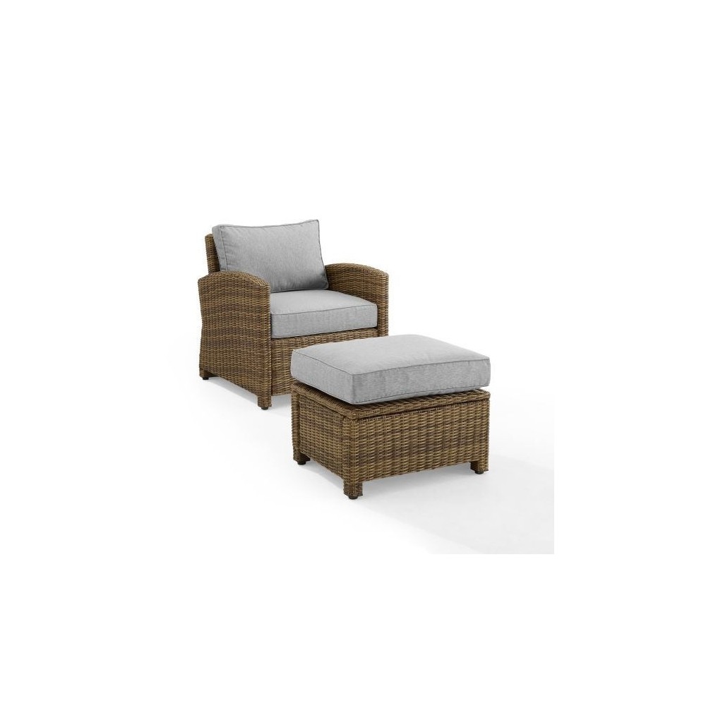 Bradenton 2Pc Outdoor Wicker Armchair Set (Armchair, Ottoman)