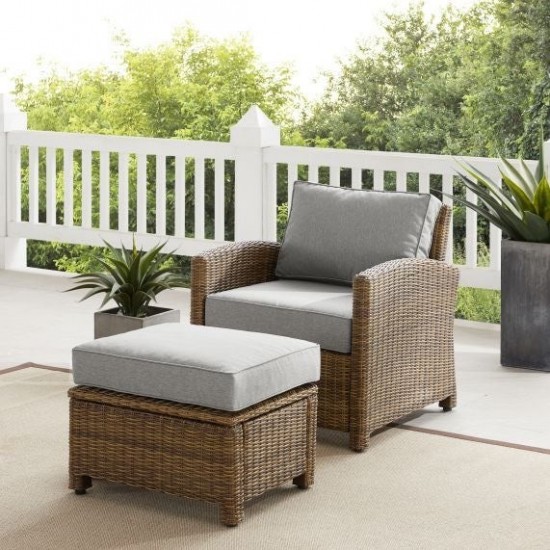 Bradenton 2Pc Outdoor Wicker Armchair Set (Armchair, Ottoman)