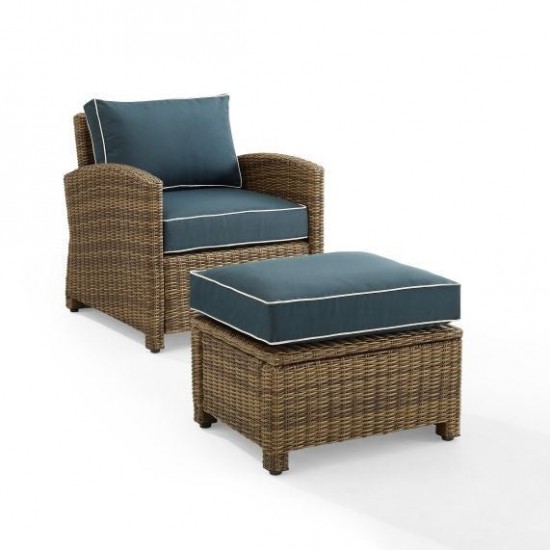 Bradenton 2Pc Outdoor Wicker Armchair Set - Armchair, Ottoman