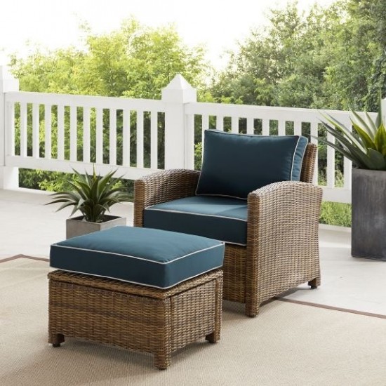 Bradenton 2Pc Outdoor Wicker Armchair Set - Armchair, Ottoman