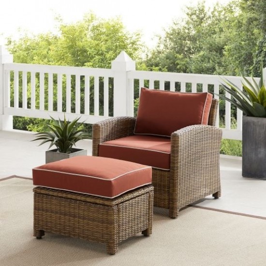 Bradenton 2Pc Outdoor Wicker Armchair Set - Armchair & Ottoman