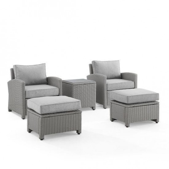 Bradenton 5Pc Outdoor Wicker Armchair Set Gray/Gray