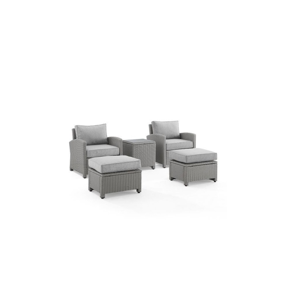 Bradenton 5Pc Outdoor Wicker Armchair Set Gray/Gray