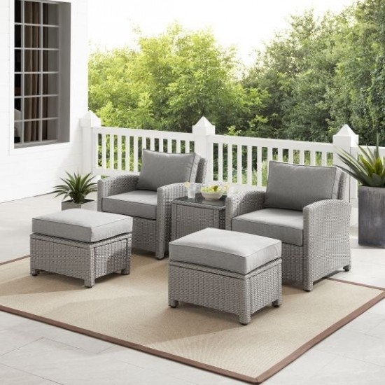 Bradenton 5Pc Outdoor Wicker Armchair Set Gray/Gray