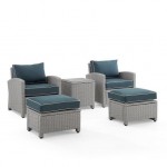Bradenton 5Pc Outdoor Wicker Armchair Set Navy/Gray
