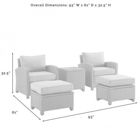 Bradenton 5Pc Outdoor Wicker Armchair Set Navy/Gray
