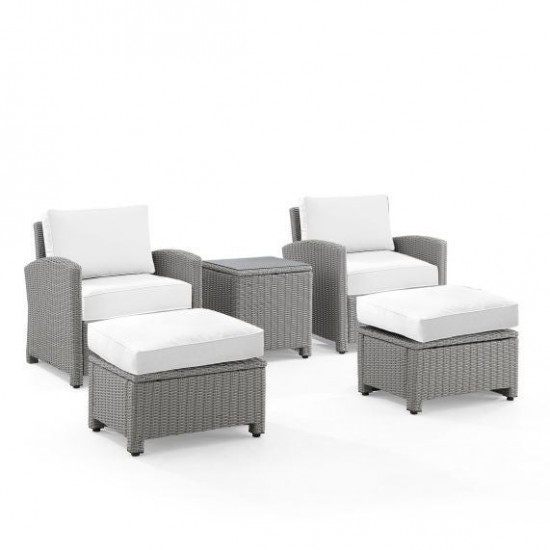 Bradenton 5Pc Outdoor Armchair Set - Sunbrella White/Gray