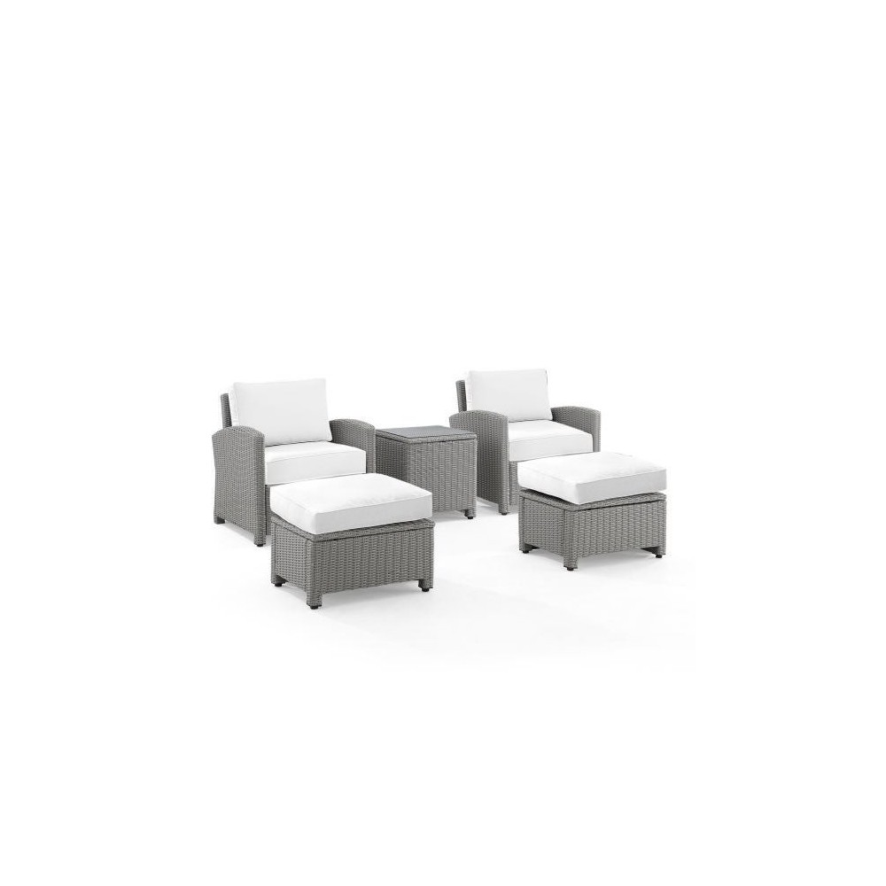 Bradenton 5Pc Outdoor Armchair Set - Sunbrella White/Gray