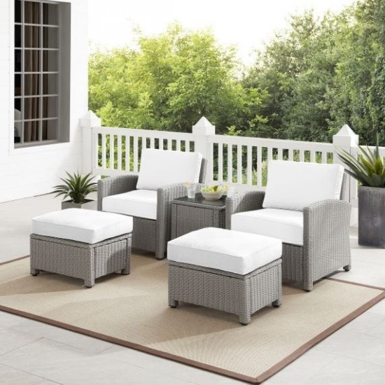 Bradenton 5Pc Outdoor Armchair Set - Sunbrella White/Gray