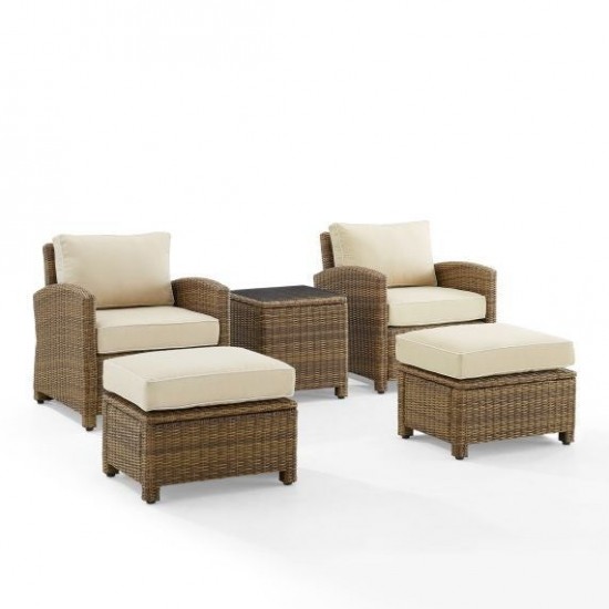 Bradenton 5Pc Outdoor Wicker Armchair Set Sand