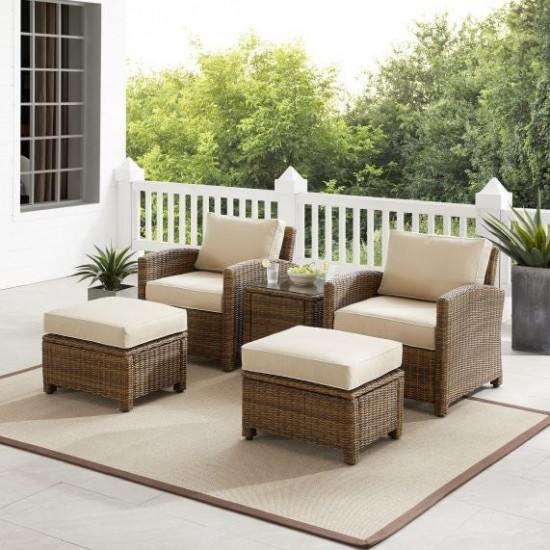 Bradenton 5Pc Outdoor Wicker Armchair Set Sand