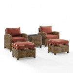 Bradenton 5Pc Outdoor Wicker Armchair Set Sangria