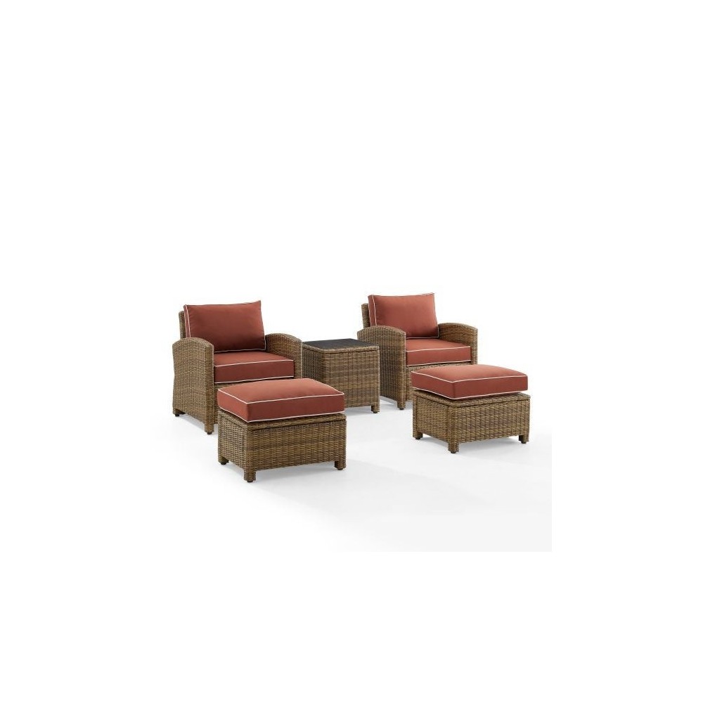 Bradenton 5Pc Outdoor Wicker Armchair Set Sangria