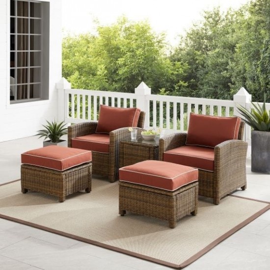 Bradenton 5Pc Outdoor Wicker Armchair Set Sangria