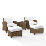 Bradenton 5Pc Outdoor Armchair Set - Sunbrella White/Weathered Brown