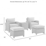 Bradenton 5Pc Outdoor Armchair Set - Sunbrella White/Weathered Brown