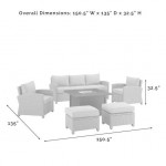 Bradenton 6Pc Outdoor Sofa Set W/Fire Table - Sunbrella White/Gray