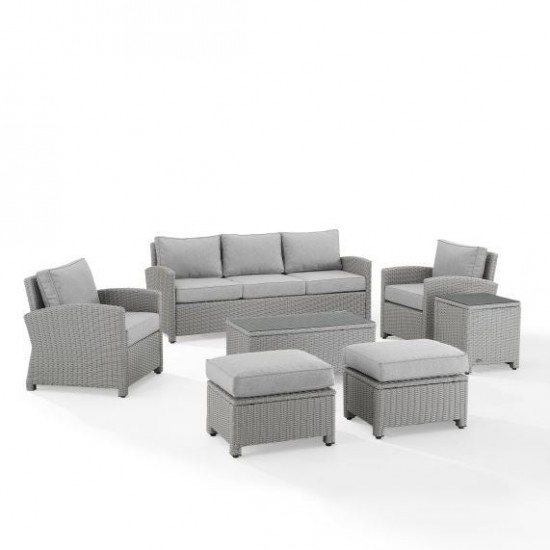 Bradenton 7Pc Outdoor Wicker Sofa Set Gray/Gray