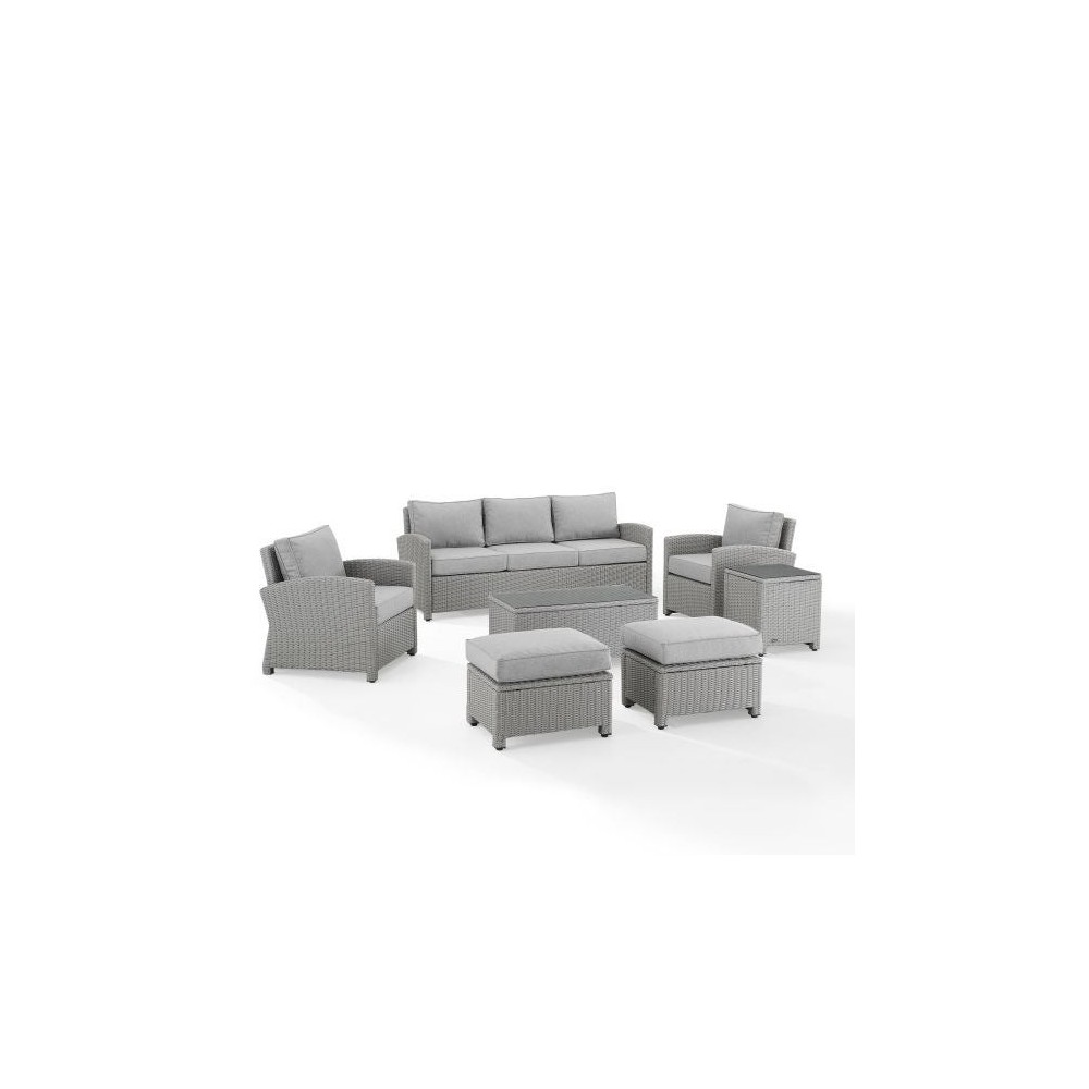 Bradenton 7Pc Outdoor Wicker Sofa Set Gray/Gray