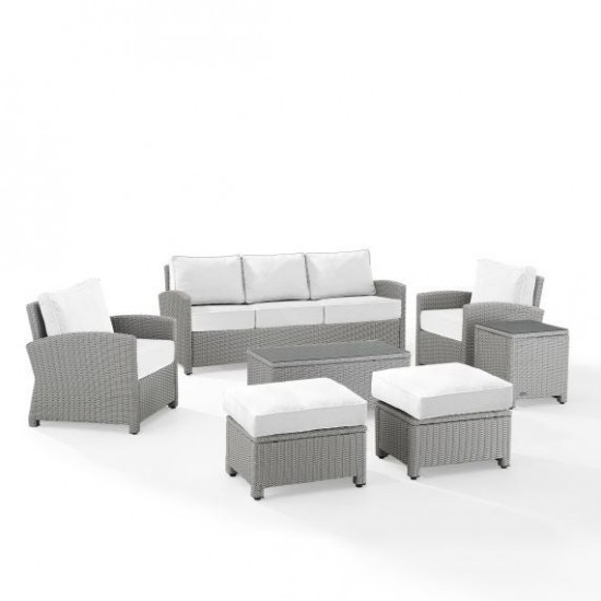 Bradenton 7Pc Outdoor Wicker Sofa Set - Sunbrella White/Gray