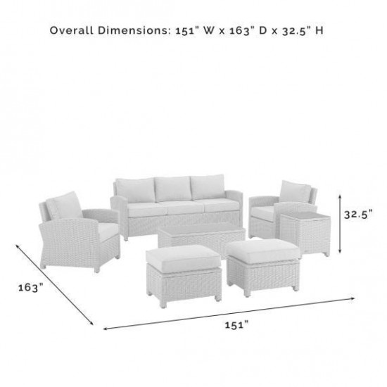 Bradenton 7Pc Outdoor Wicker Sofa Set Navy/Weathered Brown