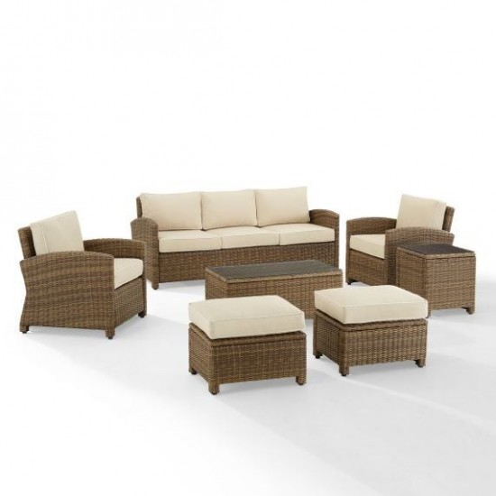 Bradenton 7Pc Outdoor Wicker Sofa Set Sand