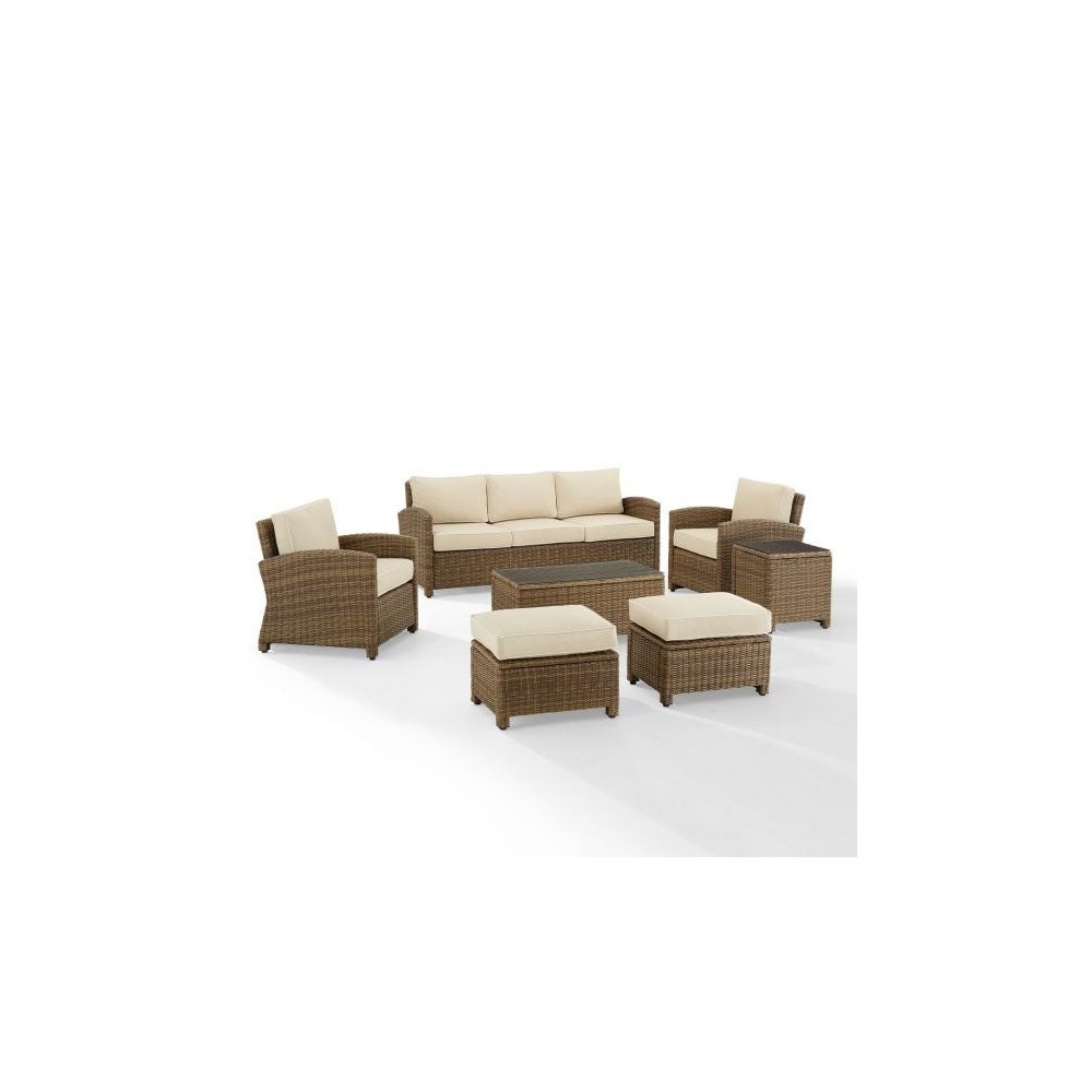 Bradenton 7Pc Outdoor Wicker Sofa Set Sand